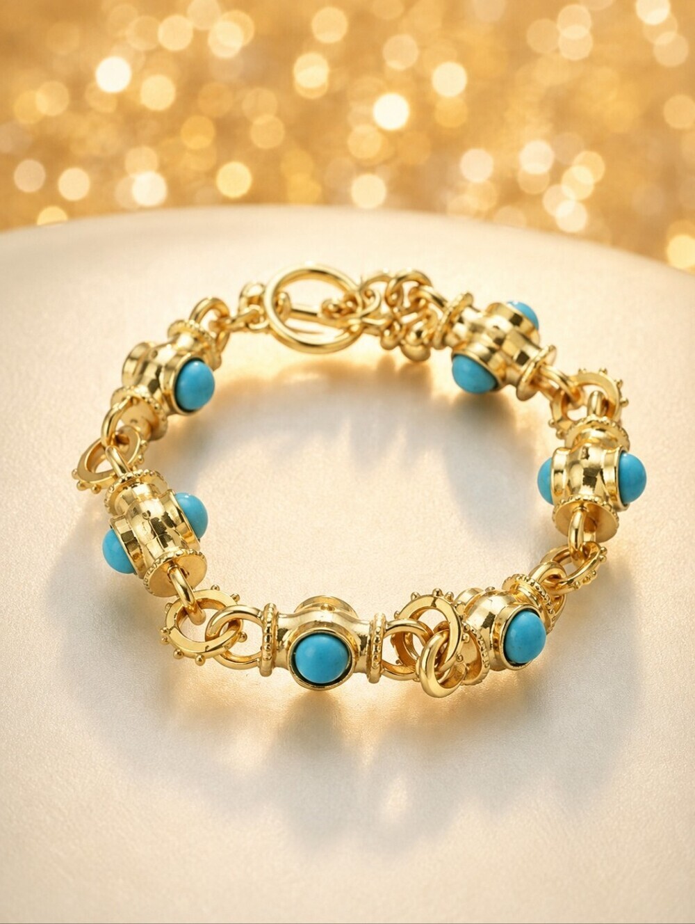 Matte 18k Gold Plated Byzantine Fresh Water Pearls Bracelet